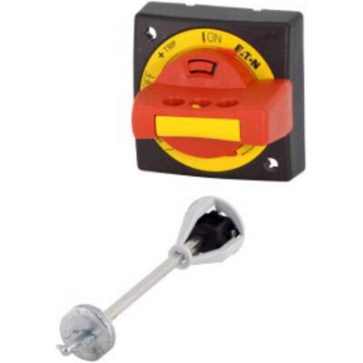 Poignée d'interrupteur Eaton verrouillable - 64x64x54mm - Rouge, Jaune - Arrêt d'urgence Poignée d'interrupteur Eaton verrouillable - 64x64x54mm - Rouge, Jaune - Arrêt d'urgence