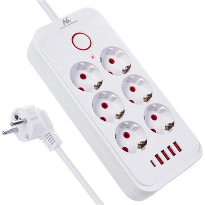 Maclean, Multiprise, Prises multiples (6x, CEE 7/7, USB-A, USB-C, 3 m) Maclean, Multiprise, Prises multiples (6x, CEE 7/7, USB-A, USB-C, 3 m)