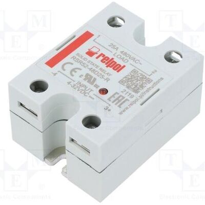 Relpol Relais : à semi-conducteurs Ucntrl : 4÷32 V CC, 25 A, 48÷530 V CA, RSR52, monophasé, Relai Relpol Relais : à semi-conducteurs Ucntrl : 4÷32 V CC, 25 A, 48÷530 V CA, RSR52, monophasé, Relai