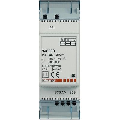 Bticino, Sonnette + interphone, LEG 346030 Bloc d'alimentation AV-SCS AusBUS-AV max 600 mA 2 modules (Câblé, Filaire) Bticino, Sonnette + interphone, LEG 346030 Bloc d'alimentation AV-SCS AusBUS-AV max 600 mA 2 modules (Câblé, Filaire)