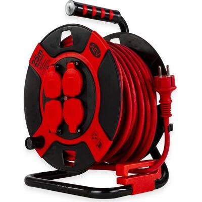 REV Modèle Bobine de câble - Plastique résistant aux chocs, 25m, Usage domestique REV Modèle Bobine de câble - Plastique résistant aux chocs, 25m, Usage domestique