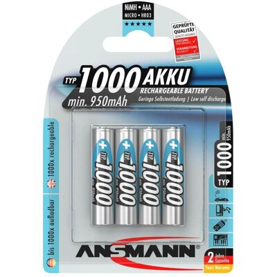 Ansmann AAA (4 pcs, AAA, 950 mAh), Batteries + piles Ansmann AAA (4 pcs, AAA, 950 mAh), Batteries + piles