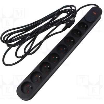 Plastrol, Multiprise, Multiprise : prise de sécurité : 8 prises 230 V CA, 10 A, noire, 3 m (8x, 3 m) Plastrol, Multiprise, Multiprise : prise de sécurité : 8 prises 230 V CA, 10 A, noire, 3 m (8x, 3 m)