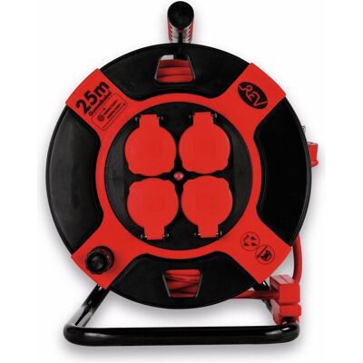 REV Modèle Bobine de câble - Plastique résistant aux chocs, 25m, Usage domestique REV Modèle Bobine de câble - Plastique résistant aux chocs, 25m, Usage domestique