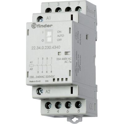 Finder Contacteur 22.34.0.230.1740 - 3 NO + 1 NC 230V - Commutateur Électrique Finder Contacteur 22.34.0.230.1740 - 3 NO + 1 NC 230V - Commutateur Électrique