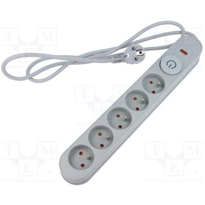 Plastrol, Multiprise, Multiprise Filtr W-00018 avec protection contre les surtensions et interrupteur, 5 prises, grise (5x, CEE 7/3, 1.50 m) Plastrol, Multiprise, Multiprise Filtr W-00018 avec protection contre les surtensions et interrupteur, 5 prises, grise (5x, CEE 7/3, 1.50 m)