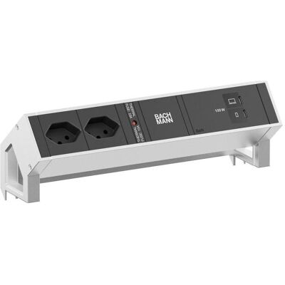 Bachmann, Multiprise, DESK2 2xCH 90° 1xUSB C/C 100W 0,2m INOX (2x, Type 13, USB-C) Bachmann, Multiprise, DESK2 2xCH 90° 1xUSB C/C 100W 0,2m INOX (2x, Type 13, USB-C)