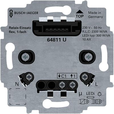 Busch-Jaeger Élément de relais flex 64811 U, Bouton + interrupteur, Noir Busch-Jaeger Élément de relais flex 64811 U, Bouton + interrupteur, Noir