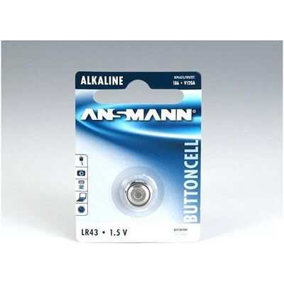Ansmann Alcaline LR43 (1 pcs, LR43, 75 mAh), Batteries + piles Ansmann Alcaline LR43 (1 pcs, LR43, 75 mAh), Batteries + piles