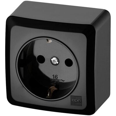 Elektro-Plast, Prise de courant, Schuko Surface Socket Black Elektro-Plast, Prise de courant, Schuko Surface Socket Black