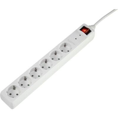 Sygonix, Multiprise, 3xSY-5044446Barrette de prises de protection contre les surtensions 6x, blanche, contact de (6x, CEE 7/3) Sygonix, Multiprise, 3xSY-5044446Barrette de prises de protection contre les surtensions 6x, blanche, contact de (6x, CEE 7/3)