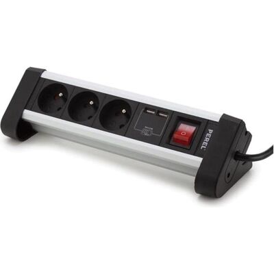 Velleman Multiprise de bureau avec 3 prises et 2 ports USB - 2.4 A - Piquet de terre Velleman Multiprise de bureau avec 3 prises et 2 ports USB - 2.4 A - Piquet de terre