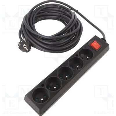 Jonex, Rallonge, Rallonge H03VV-F 3G 1,5 mm² 10 m PVC noir Nombre de prises : 5 (10 m, CEE 7/7) Jonex, Rallonge, Rallonge H03VV-F 3G 1,5 mm² 10 m PVC noir Nombre de prises : 5 (10 m, CEE 7/7)
