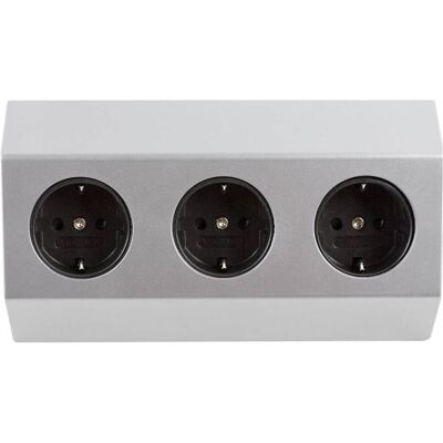 Multiprise Heitronic - 3 prises, 1 m, Blanc & Argent Multiprise Heitronic - 3 prises, 1 m, Blanc & Argent