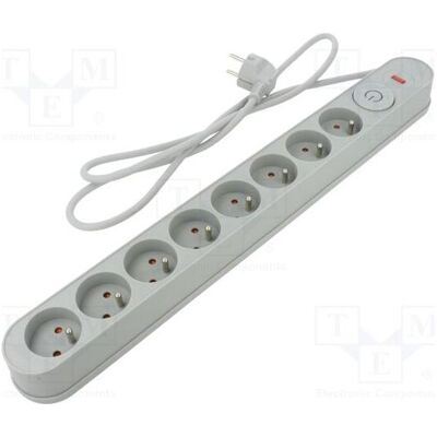 Plastrol, Multiprise, Multiprise W-00024 avec protection contre les surtensions, 8 prises, grise (8x, 1.50 m) Plastrol, Multiprise, Multiprise W-00024 avec protection contre les surtensions, 8 prises, grise (8x, 1.50 m)