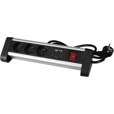 Velleman Multiprise de bureau avec 3 prises et 2 ports USB - 2.4 A - Piquet de terre Velleman Multiprise de bureau avec 3 prises et 2 ports USB - 2.4 A - Piquet de terre