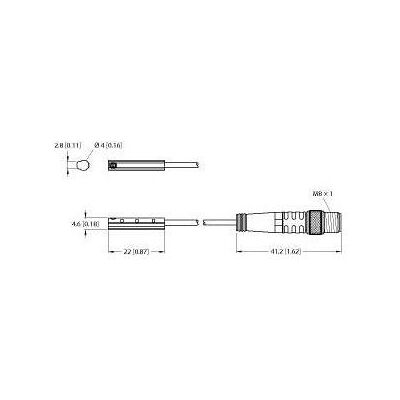 Turck Capteur de champ magnétique pour vérins pneumatiques BIM-UNC-AP6X-0.3-PSG3M, Câble + prise électronique Turck Capteur de champ magnétique pour vérins pneumatiques BIM-UNC-AP6X-0.3-PSG3M, Câble + prise électronique