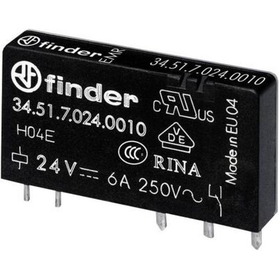 Finder 34.51.7.060.4010 Relais - PCB, 60V/DC, 6A, Simple pôle Finder 34.51.7.060.4010 Relais - PCB, 60V/DC, 6A, Simple pôle