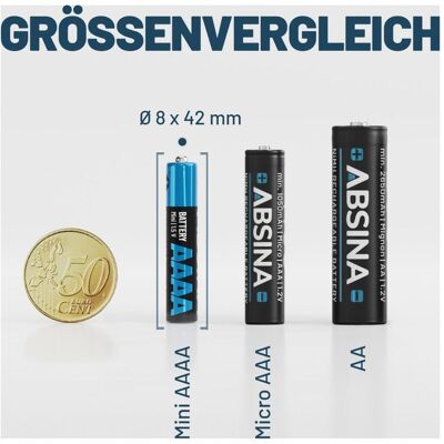 Absina Mini (AAAA) pile Mini (AAAA) alcaline manganèse 1.5 V 500 16 pcs. (16 pcs, AAAA, 500 mAh), Batteries + piles Absina Mini (AAAA) pile Mini (AAAA) alcaline manganèse 1.5 V 500 16 pcs. (16 pcs, AAAA, 500 mAh), Batteries + piles
