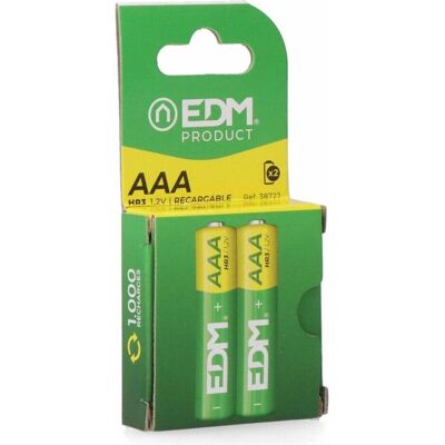 EDM Eco-series aaa rechargeable battery - hr03 950ma, ø10.5 x 44.5 mm, 2 units (2 pcs, AAA, 950 mAh), Batteries + piles EDM Eco-series aaa rechargeable battery - hr03 950ma, ø10.5 x 44.5 mm, 2 units (2 pcs, AAA, 950 mAh), Batteries + piles