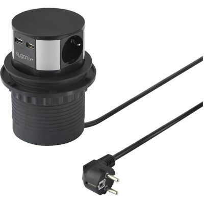 Sygonix, Multiprise, SY-4780156 Tour de prises Noir, argent Contact de protection 1p. (3x, USB-A, 1.50 m) Sygonix, Multiprise, SY-4780156 Tour de prises Noir, argent Contact de protection 1p. (3x, USB-A, 1.50 m)