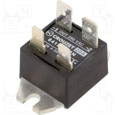 Crouzet Relais : à semi-conducteurs Commande : 4÷30 V CC, 20 A 24÷280 V CA, GNM, monophasé, Relai Crouzet Relais : à semi-conducteurs Commande : 4÷30 V CC, 20 A 24÷280 V CA, GNM, monophasé, Relai
