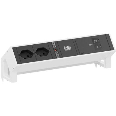Bachmann, Multiprise, DESK2 2xCH 90° 1xUSB C/C 100W 0,2m RAL9010 (2x, Type 13, USB-C) Bachmann, Multiprise, DESK2 2xCH 90° 1xUSB C/C 100W 0,2m RAL9010 (2x, Type 13, USB-C)