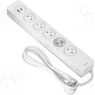 Orno, Multiprise, Parasurtenseur à 5 prises 2P+Z de type EasyEject, câble de 1,5 m (3 × 1,5 mm²), avec interrupteur (5x, CEE 7/4, 1.50 m) Orno, Multiprise, Parasurtenseur à 5 prises 2P+Z de type EasyEject, câble de 1,5 m (3 × 1,5 mm²), avec interrupteur (5x, CEE 7/4, 1.50 m)