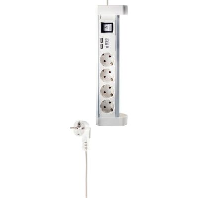 Shiverpeaks, Multiprise, -BASIC-S--Barrette de prises de table 4x avec fonction de charge USB, blanc (4x, 1.50 m) Shiverpeaks, Multiprise, -BASIC-S--Barrette de prises de table 4x avec fonction de charge USB, blanc (4x, 1.50 m)