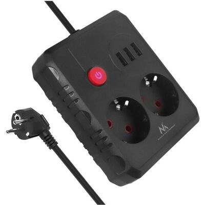 Maclean, Multiprise, Prise multiple, rallonge, 2 prises + 3 ports USB (5x, CEE 7/4, 1.50 m) Maclean, Multiprise, Prise multiple, rallonge, 2 prises + 3 ports USB (5x, CEE 7/4, 1.50 m)