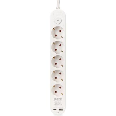 EDM, Multiprise, Steckerleiste mit 5 Steckdosen und Schalter 41824 Weiss 3680 W 250 V (1,5 m) (5x, USB-A, USB-C, 1.50 m) EDM, Multiprise, Steckerleiste mit 5 Steckdosen und Schalter 41824 Weiss 3680 W 250 V (1,5 m) (5x, USB-A, USB-C, 1.50 m)