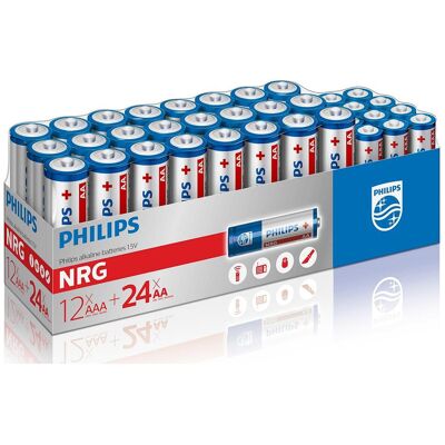 Philips Pile LR036G36W/10 (36 pcs, AA, AAA, 18 mAh), Batteries + piles Philips Pile LR036G36W/10 (36 pcs, AA, AAA, 18 mAh), Batteries + piles
