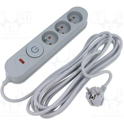 Plastrol, Multiprise, Multiprise : prises de sécurité : 3 prises 230 V CA, 10 A, grises, 5 m (3x, 5 m) Plastrol, Multiprise, Multiprise : prises de sécurité : 3 prises 230 V CA, 10 A, grises, 5 m (3x, 5 m)