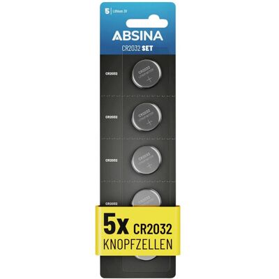 Absina Knopfzelle CR 2032 3 V 5 St. Lithium (5 pcs, CR2032), Batteries + piles Absina Knopfzelle CR 2032 3 V 5 St. Lithium (5 pcs, CR2032), Batteries + piles