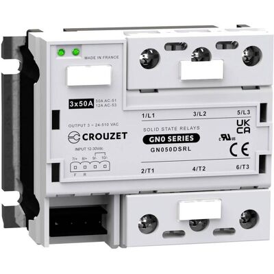 Crouzet GN050DSRL Relais à Semi-Conducteurs - 50A, 510V/AC, Passage Zéro Crouzet GN050DSRL Relais à Semi-Conducteurs - 50A, 510V/AC, Passage Zéro