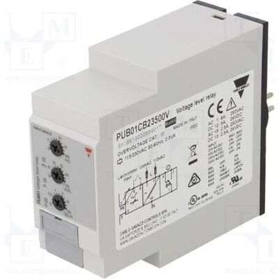 Carlo Gavazzi Relais de surveillance de tension, prise 115/230 V CA, SPDT, 250 V CA/8 A, Relai Carlo Gavazzi Relais de surveillance de tension, prise 115/230 V CA, SPDT, 250 V CA/8 A, Relai