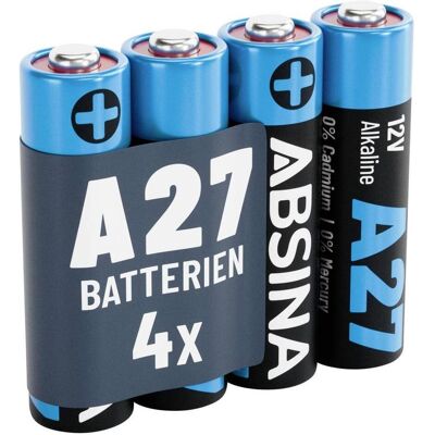 Absina Pile spéciale 27 A alcaline au manganèse 12 V 28, 4 pièces (4 pcs), Batteries + piles Absina Pile spéciale 27 A alcaline au manganèse 12 V 28, 4 pièces (4 pcs), Batteries + piles