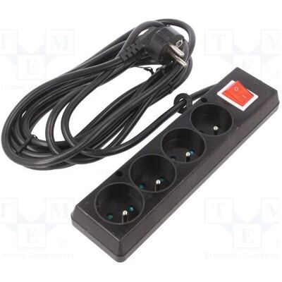 Jonex, Rallonge, Rallonge H03VV-F 3G 1,5 mm² 5 m PVC noir Nombre de prises : 4 (5 m, CEE 7/7) Jonex, Rallonge, Rallonge H03VV-F 3G 1,5 mm² 5 m PVC noir Nombre de prises : 4 (5 m, CEE 7/7)