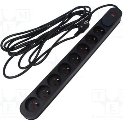 Plastrol, Multiprise, Multiprise : prises de sécurité : 8 prises 230 V CA, 10 A, noires, 1,5 m (8x, 1.50 m) Plastrol, Multiprise, Multiprise : prises de sécurité : 8 prises 230 V CA, 10 A, noires, 1,5 m (8x, 1.50 m)