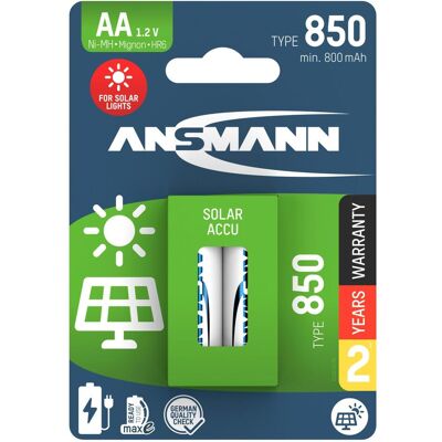 Ansmann Batterie NiMH solaire rechargeable Mignon AA type 850 (min. 800 mAh) maxE (2 pcs, AA, 800 mAh), Batteries + piles Ansmann Batterie NiMH solaire rechargeable Mignon AA type 850 (min. 800 mAh) maxE (2 pcs, AA, 800 mAh), Batteries + piles