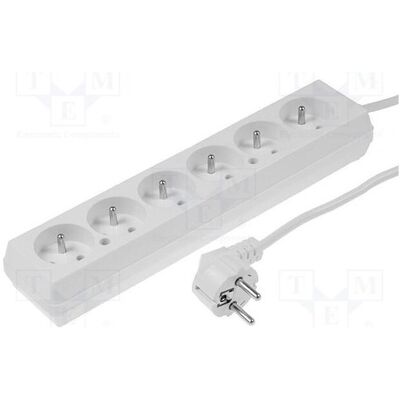 Jonex, Rallonge, Rallonge H03VV-F 3G 1,5 mm² 5 m PVC blanc Nombre de prises : 6 (5 m, CEE 7/4) Jonex, Rallonge, Rallonge H03VV-F 3G 1,5 mm² 5 m PVC blanc Nombre de prises : 6 (5 m, CEE 7/4)