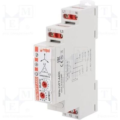 Relpol Relais de surveillance triphasé 1P 3(N)400/230V AC 50/60 Hz RPN-1VFT-A400 864374, Relai Relpol Relais de surveillance triphasé 1P 3(N)400/230V AC 50/60 Hz RPN-1VFT-A400 864374, Relai