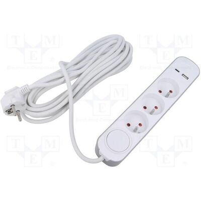 Plastrol, Rallonge, Rallonge H05VV-F 3G1 mm² 3 m PVC blanc Nombre de prises : 5 13 A (3 m) Plastrol, Rallonge, Rallonge H05VV-F 3G1 mm² 3 m PVC blanc Nombre de prises : 5 13 A (3 m)