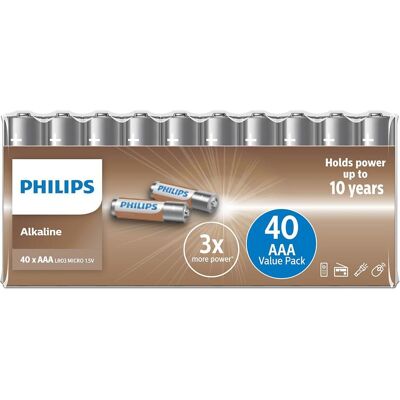 Pile Alcaline AAA Philips LR03A40F - Pile Pile Alcaline AAA Philips LR03A40F - Pile