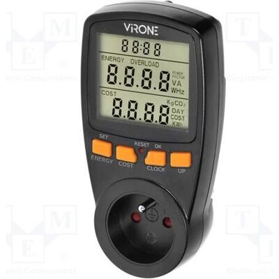Orno, Compteur de courant, Wattmètre à double tarif, calculateur d'énergie avec écran LCD, 2 tarifs distincts, batterie Orno, Compteur de courant, Wattmètre à double tarif, calculateur d'énergie avec écran LCD, 2 tarifs distincts, batterie
