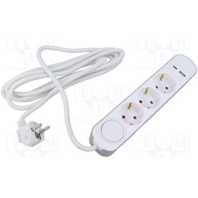 Plastrol, Rallonge, Rallonge H05VV-F 3G 1,5 mm² 3 m PVC blanc Nombre de prises : 5 (3 m) Plastrol, Rallonge, Rallonge H05VV-F 3G 1,5 mm² 3 m PVC blanc Nombre de prises : 5 (3 m)