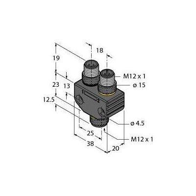 Turck Systèmes de distribution double Distributeur en Ysans câble Raccord M12 VB2-FKM5-2FSM4, Câble + prise électronique Turck Systèmes de distribution double Distributeur en Ysans câble Raccord M12 VB2-FKM5-2FSM4, Câble + prise électronique
