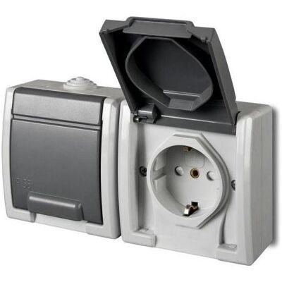 Elektro-Plast, Prise de courant, PLUG SOCKET AQUANT 1245-10 GREY Elektro-Plast, Prise de courant, PLUG SOCKET AQUANT 1245-10 GREY