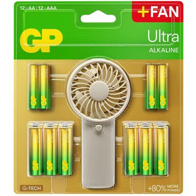 GP Batteries GP - Ultra Alkaline 12xAA + 12xAAA batteries + hand fan (25 pcs, AA, AAA), Batteries + piles GP Batteries GP - Ultra Alkaline 12xAA + 12xAAA batteries + hand fan (25 pcs, AA, AAA), Batteries + piles