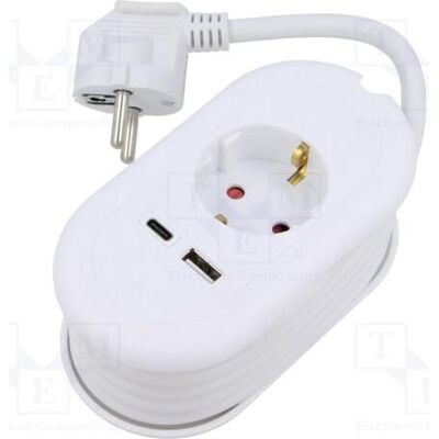 Plastrol, Rallonge, Rallonge H05VV-F 3G 1,5 mm² 1,5 m PVC blanc Nombre de prises : 3 (1.50 m) Plastrol, Rallonge, Rallonge H05VV-F 3G 1,5 mm² 1,5 m PVC blanc Nombre de prises : 3 (1.50 m)